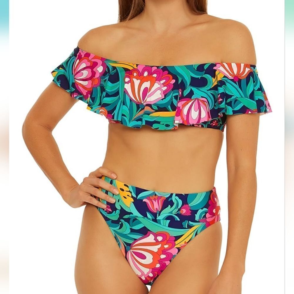 Trina Turk India Garden 2 piece swimsuit size 6 S New